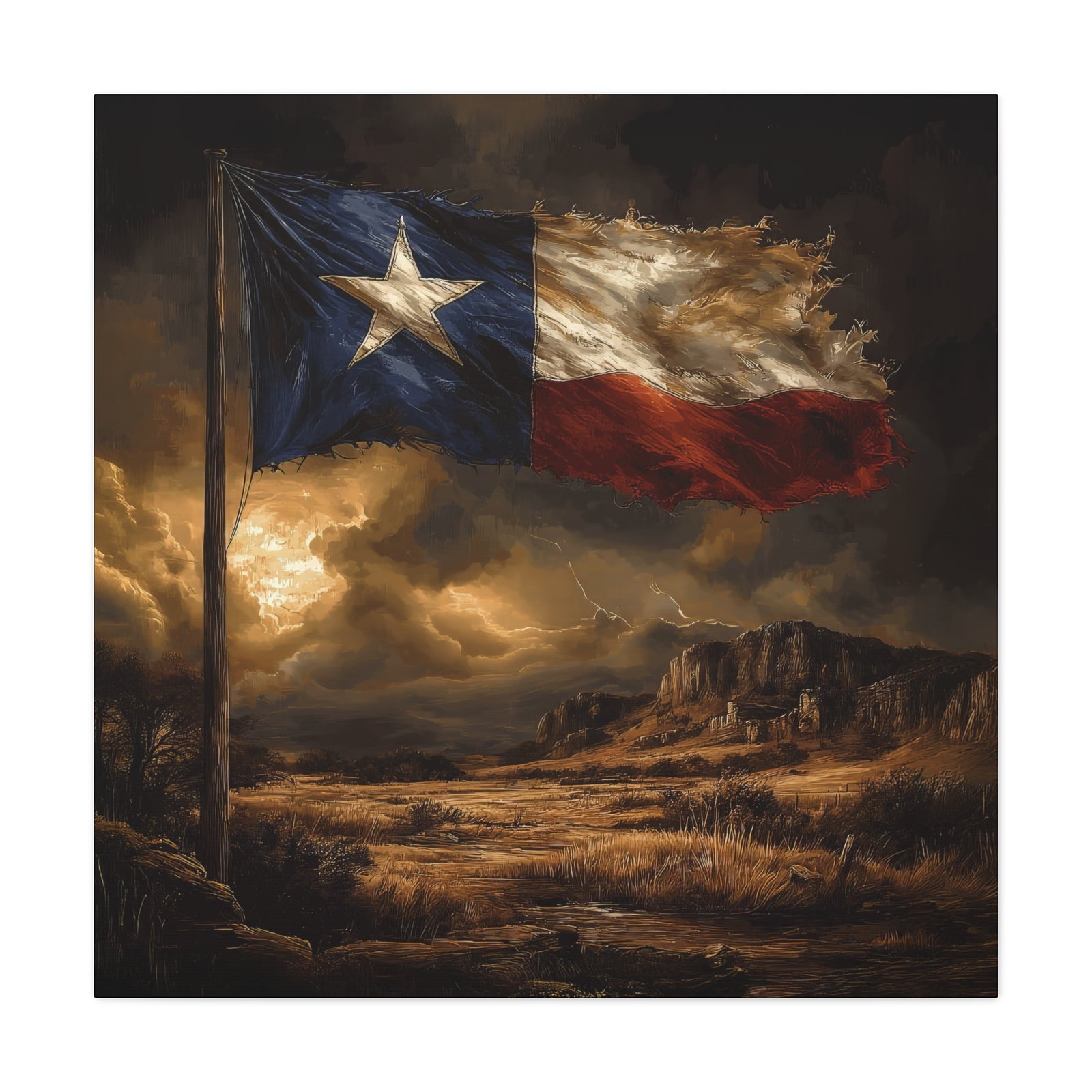 Lone Star Resilience - Square Canvas - Texas Cowboy Creations