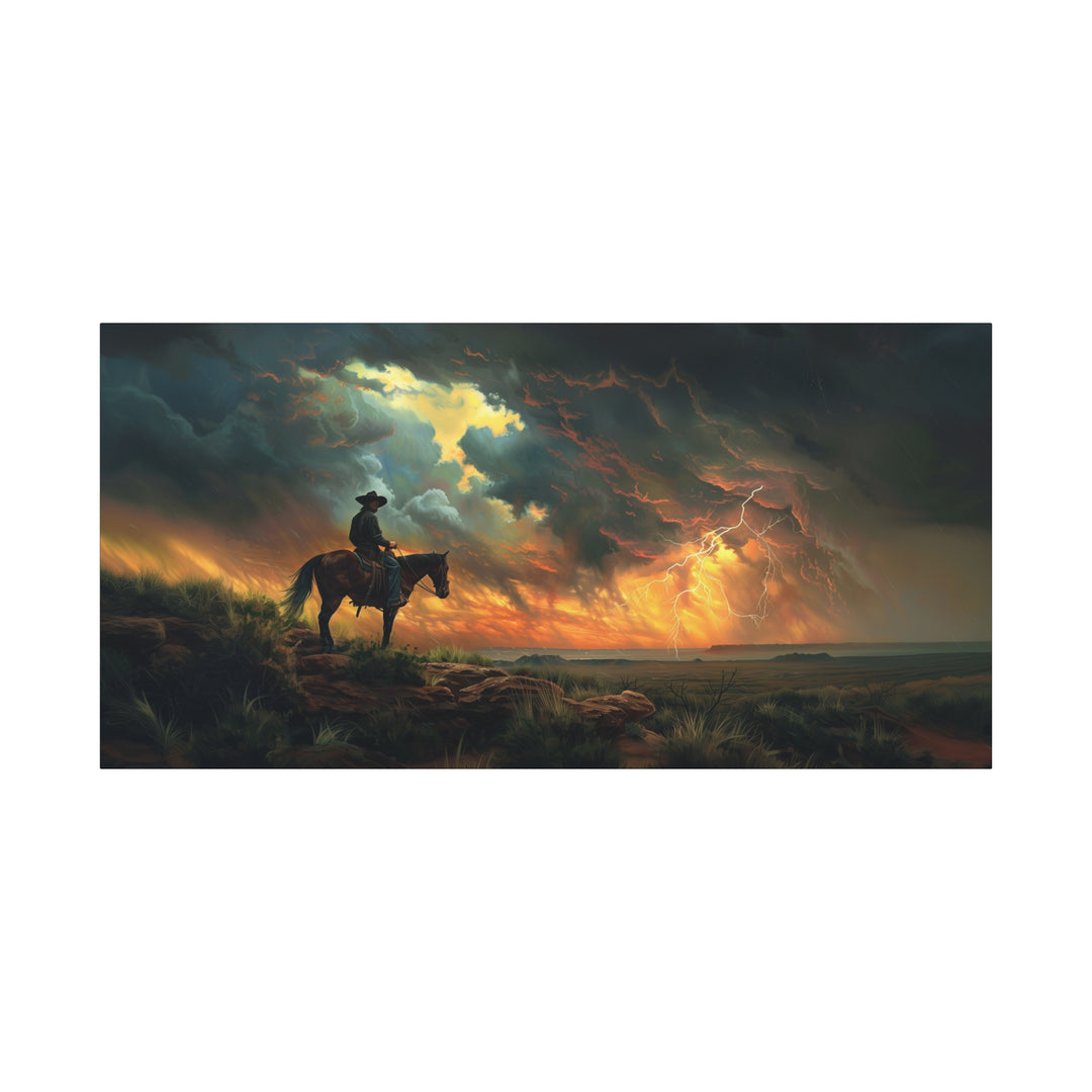 Cowboy’s Sunset Storm Horizontal Canvas - Texas Cowboy Creations