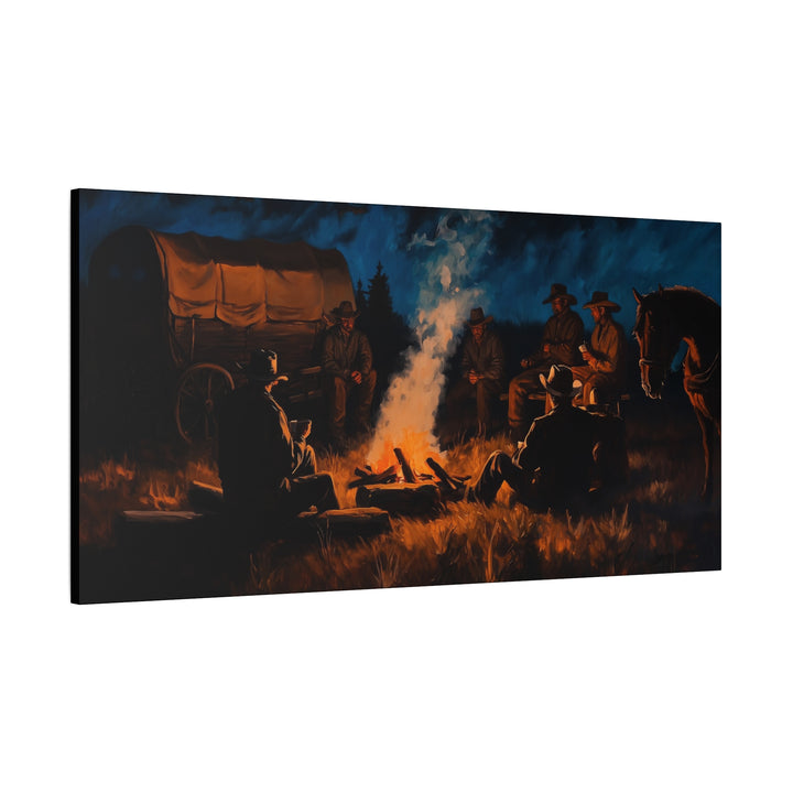 Campfire Tales - A Cowboy’s Night - Horizontal Canvas - Texas Cowboy Creations