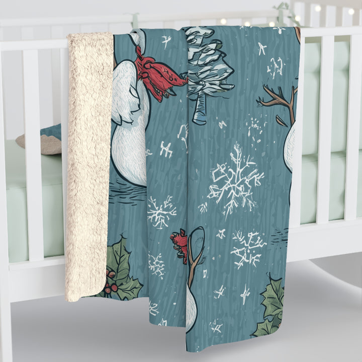 Cowboy Snowman Sherpa Fleece — Cozy Western Christmas Throw