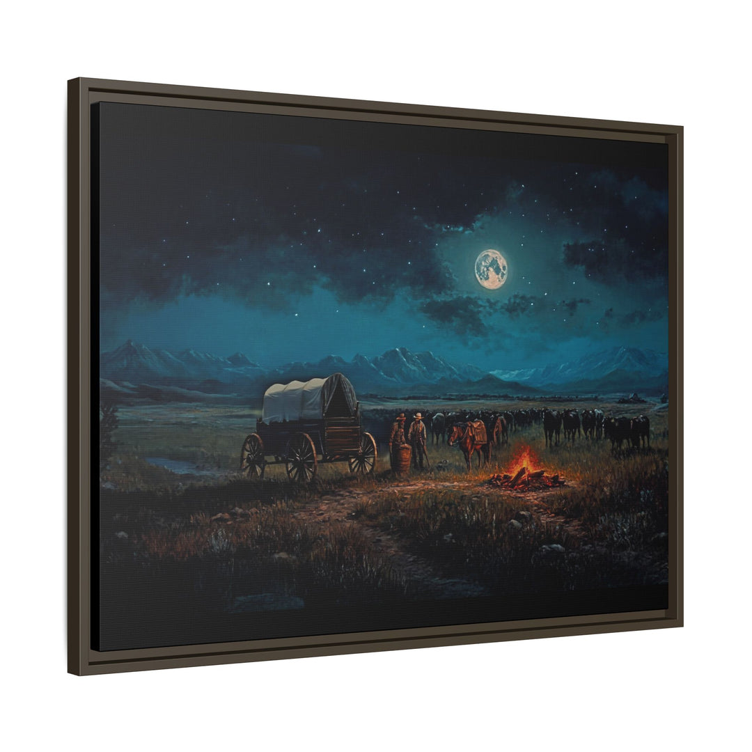 Under the Moonlit Prairie Sky | Framed Horizontal - Texas Cowboy Creations