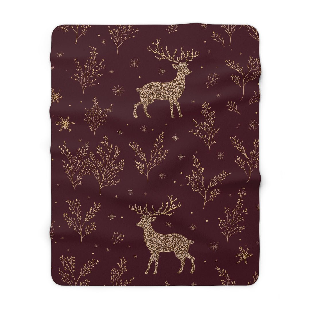 Frosted Reindeer Throw Sherpa Blanket