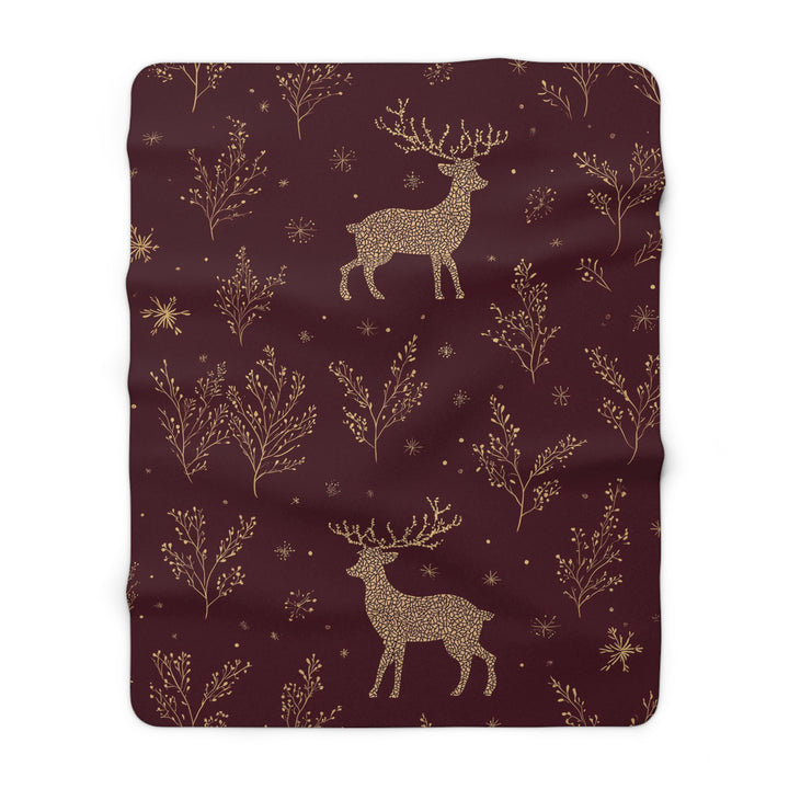 Frosted Reindeer Throw Sherpa Blanket