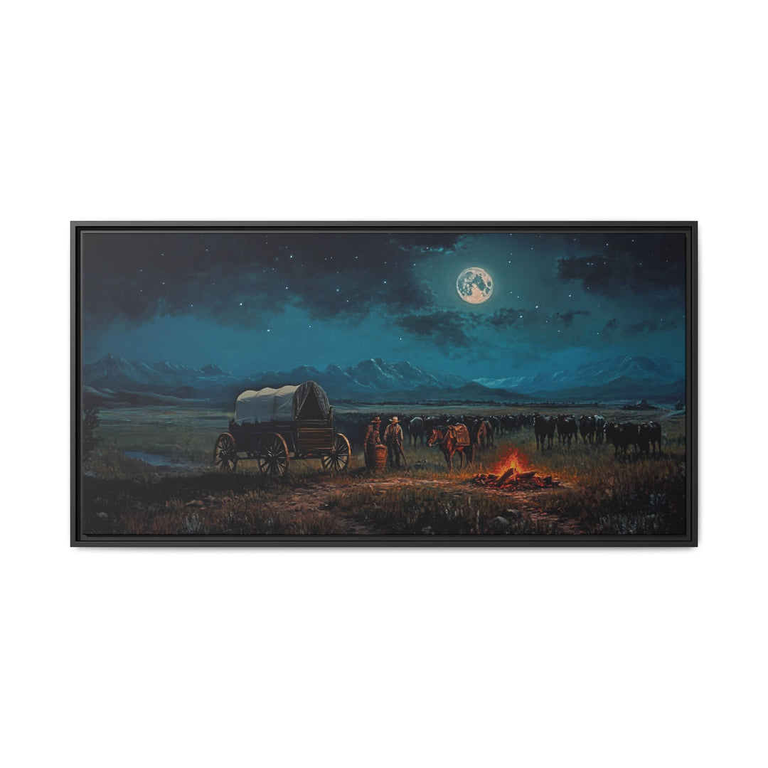 Under the Moonlit Sky - Framed Horizontal - Texas Cowboy Creations