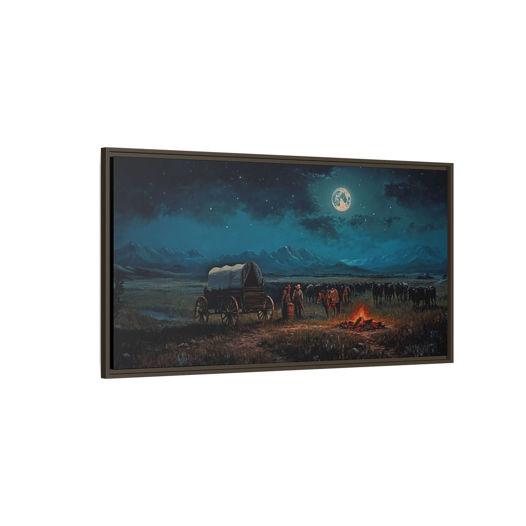 Under the Moonlit Sky - Framed Horizontal - Texas Cowboy Creations