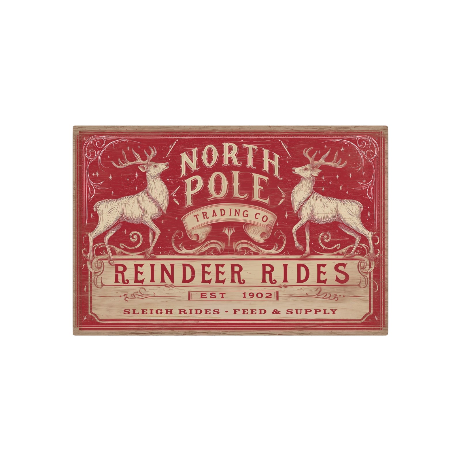 North Pole Trading Co. – Reindeer Rides | Holiday Metal Sign correct - Texas Cowboy Creations