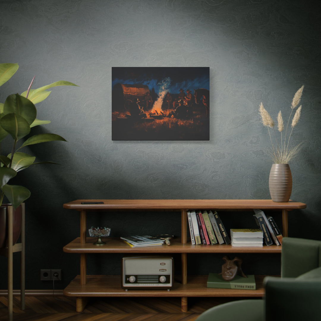 Campfire Tales - A Cowboy’s Night - Horizontal Canvas - Texas Cowboy Creations
