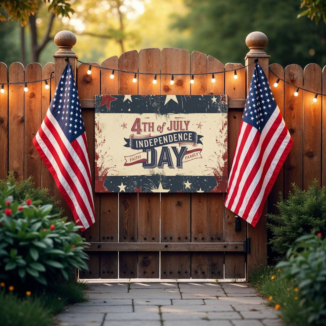 Faith &amp; Family – 4th of July Patriotic Metal Sign - Home Decor - Texas Cowboy Creations