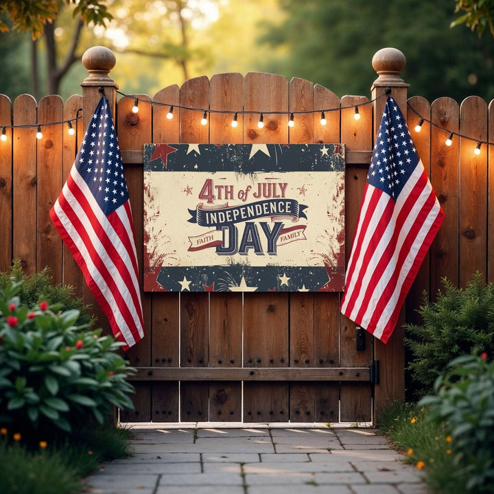 Faith &amp; Family – 4th of July Patriotic Metal Sign - Home Decor - Texas Cowboy Creations