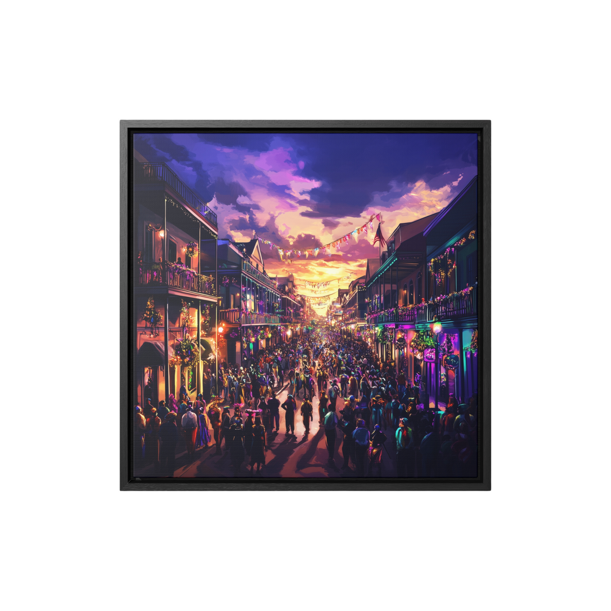 Mardi Gras on Bourbon Street (Framed)