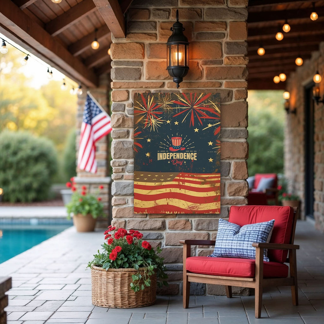Red, White &amp; Boom – Patriotic Vintage Metal Sign - Home Decor - Texas Cowboy Creations