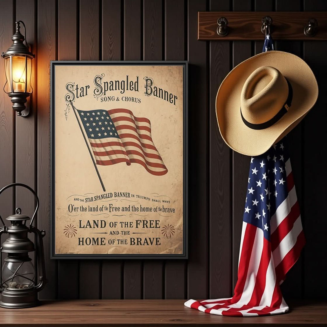 Star - Spangled Honor | Framed Patriotic Canvas Wall Art - Canvas - Texas Cowboy Creations