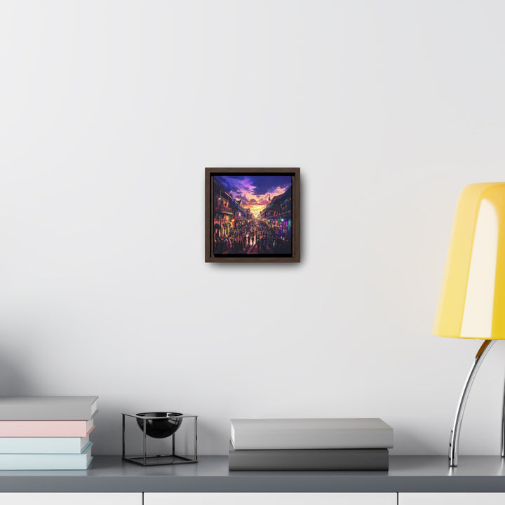 "Twilight on Bourbon Street" | Mardi Gras Festival Art Gallery Canvas Wraps, Square Frame - Texas Cowboy Creations