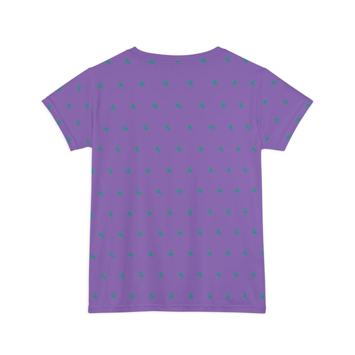 Mini Bronc Tee – Turquoise on Light Purple | Women’s All-Over Western T-Shirt
